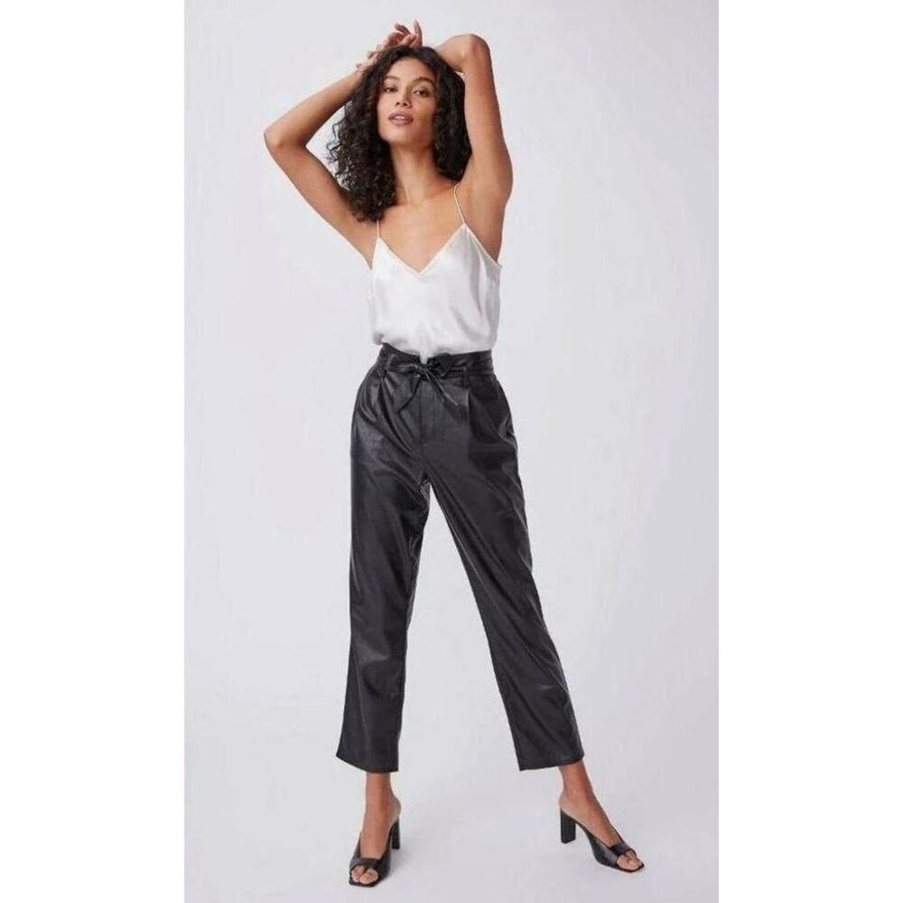 Paige Melila Faux Leather Crop Belted Trouser Pants Size 4
